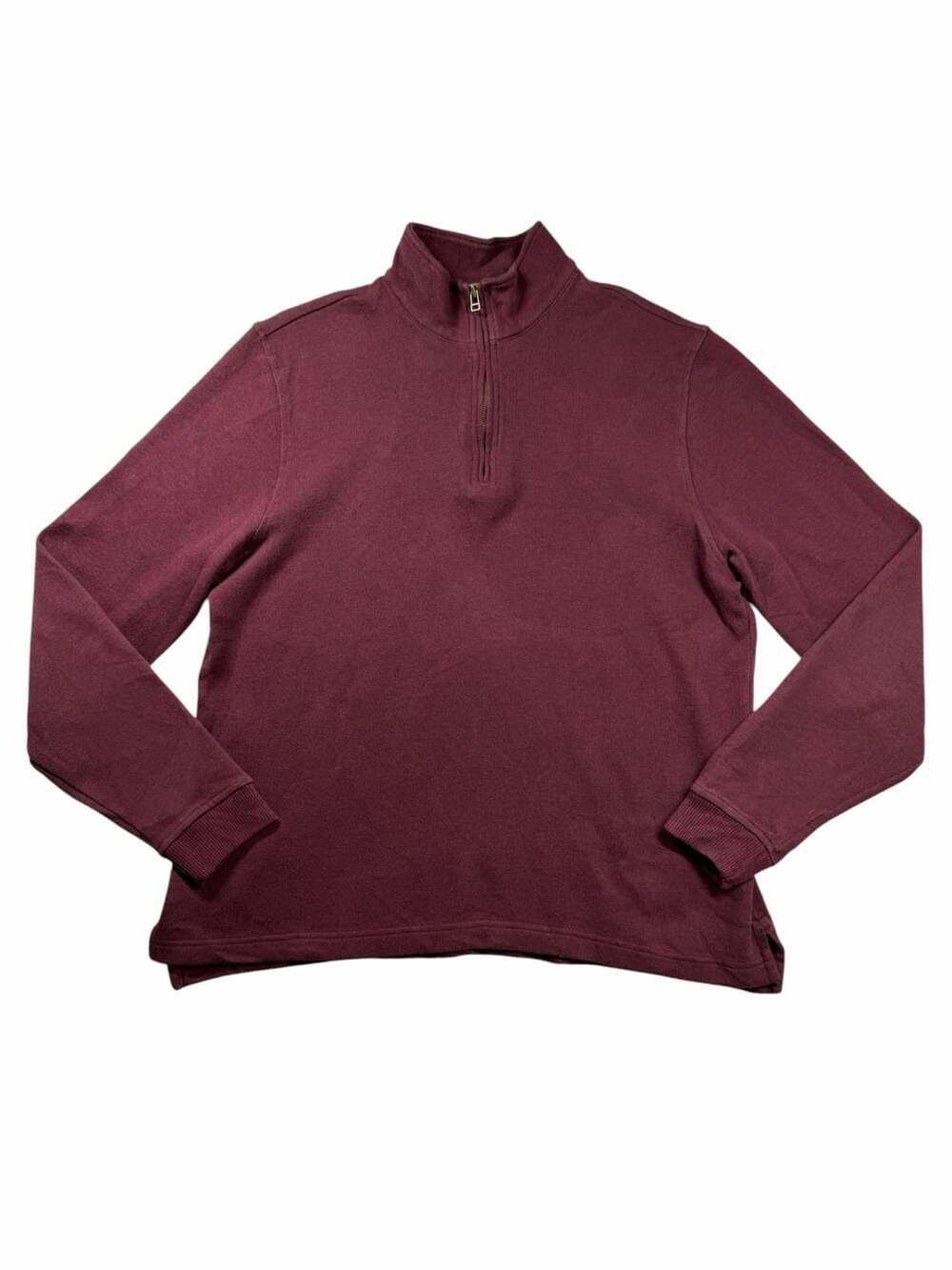 L.L.Bean Men’s XL Quarter Zip Pullover 100% Cotton Burgundy Mock Neck Sweater